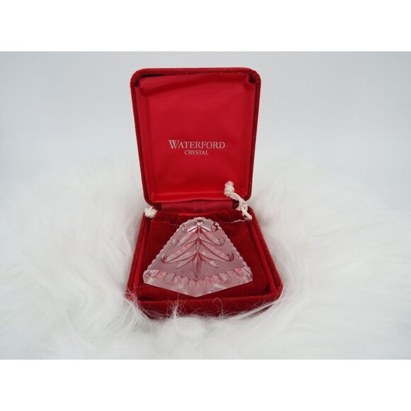 Waterford Crystal 3" Frosted Christmas Tree Ornament with Velvet Case and Pouch - Picture 6 of 10